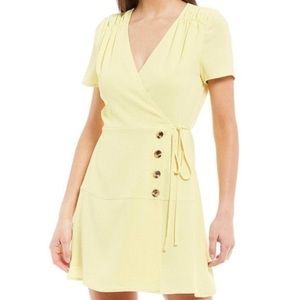 Gianni Bini Yellow Wrap Dress with Buttons